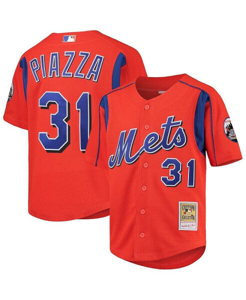 Футболка для малышей Mitchell&Ness Mike Piazza Оранжевая Нью-Йорк Mets Cooperstown Collection Mesh Batting Practice Jersey