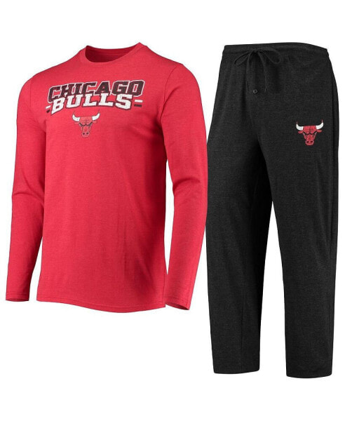Пижама Concepts Sport мужская черно-красная с длинными рукавами и брюками Chicago Bulls.