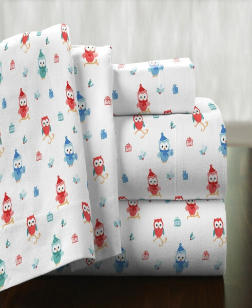 Owl Superior Weight Cotton Flannel Sheet Set, Full