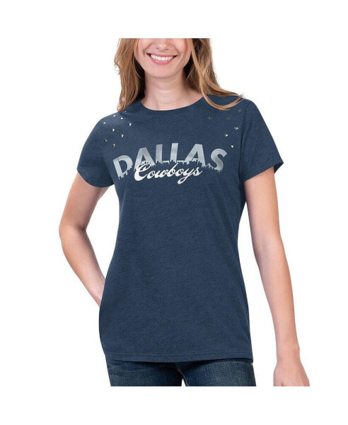 Women's Heathered Navy Dallas Cowboys Main Game T-shirt