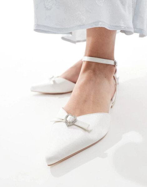 Be Mine Bridal Indi bow flat shoes in ivory