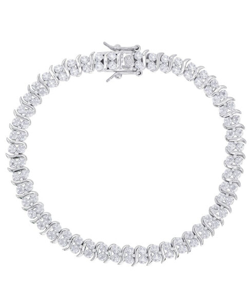 Diamond Accent S Link Bracelet in Fine Gold Plate or Fine Silver Plate