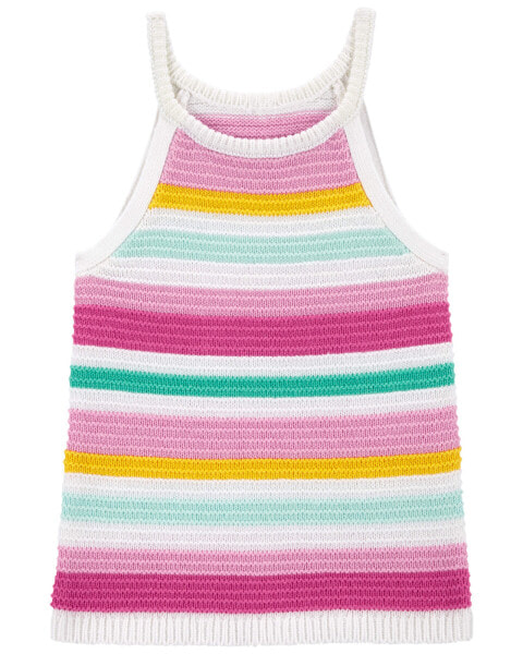 Toddler Striped Crochet Sweater Tank 4T