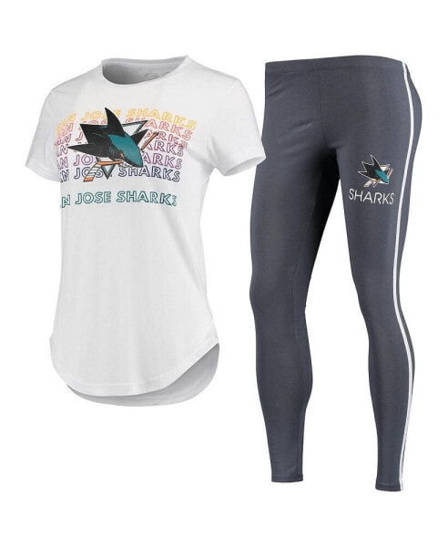 Women's White, Charcoal San Jose Sharks Sonata T-shirt and Leggings Set