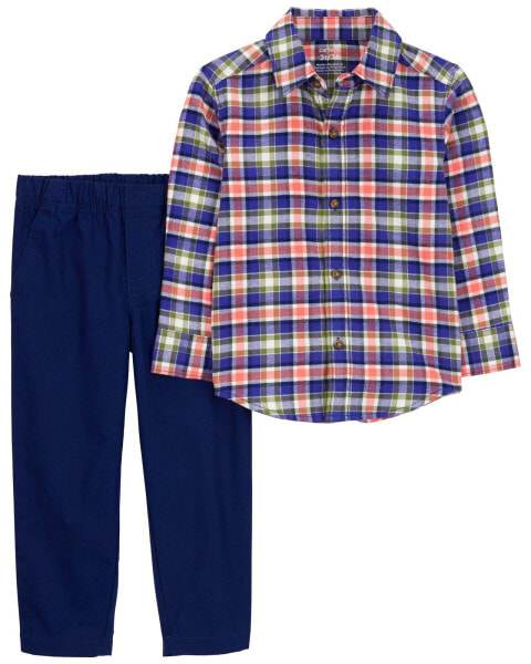 Baby 2-Piece Plaid Button-Down Shirt & Pant Set 9M