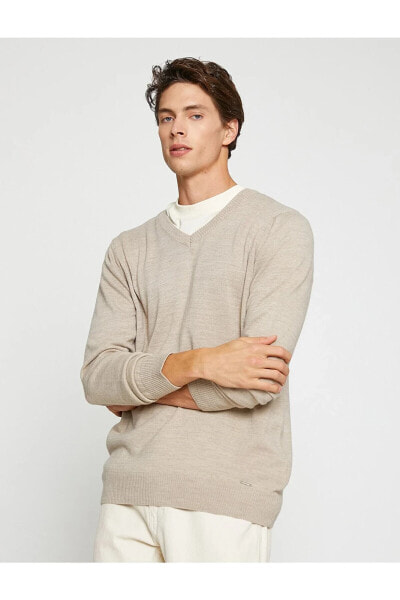 Свитер мужской Koton V-образный Tрикотажный свитер