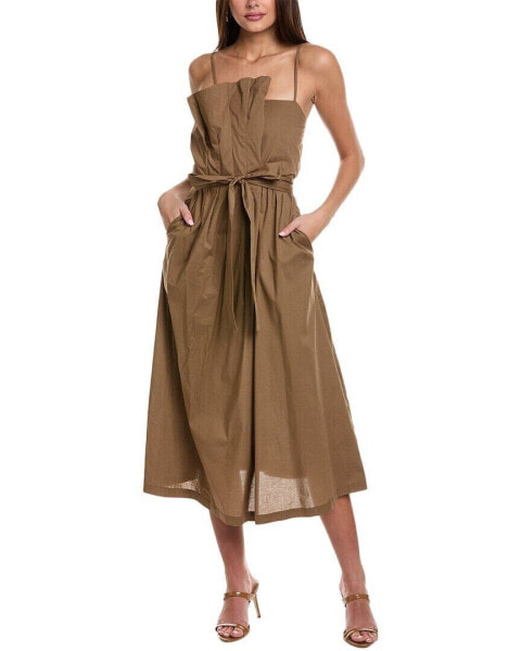 Alpha Studio Asymmetrical Maxi Dress Women's Brown 44