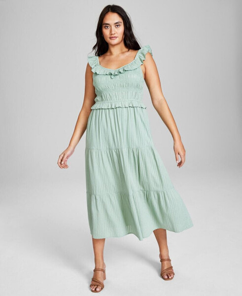 Women's Tonal Stripe Smocked Sleeveless Midi Dress, Created for Macy's