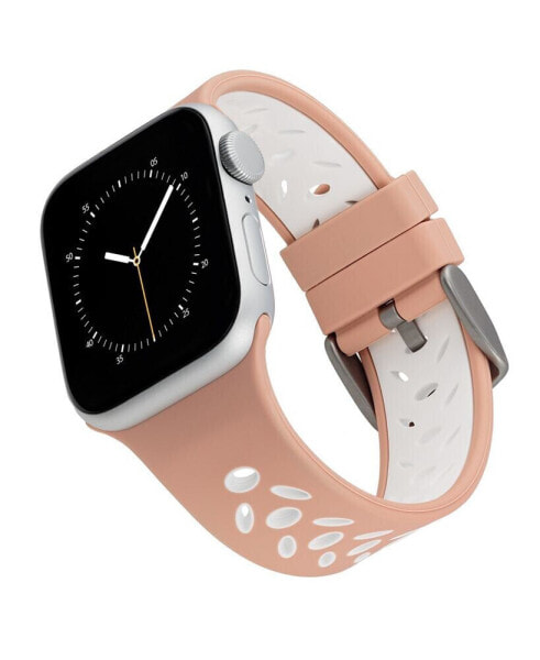 Pink and White Sport Silicone Band Compatible with 38/40/41mm Apple Watch