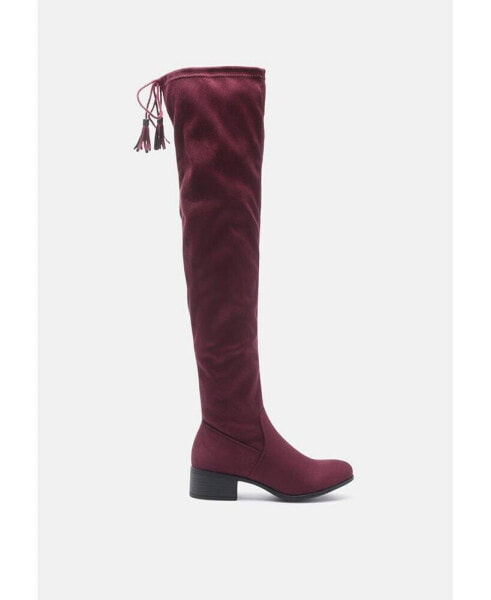nople knee boots with drawstring
