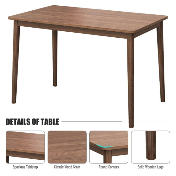 Retro Walnut Dining Table in Solid Rubber Wood