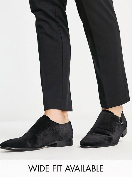 ASOS DESIGN monk shoe in black velvet