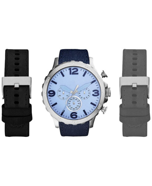 Men's Chronograph Interchangeable Strap Watch 50mm Gift Set