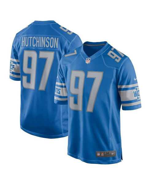 Мужская футболка Nike Aidan Hutchinson синяя Detroit Lions 2022 NFL Draft First Round Pick Game Jersey