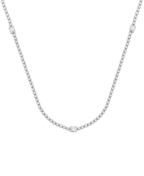 Badgley Mischka lab Grown Diamond Round- & Emerald-Cut 17" Collar Necklace (3 ct. t.w.) in 14k White Gold