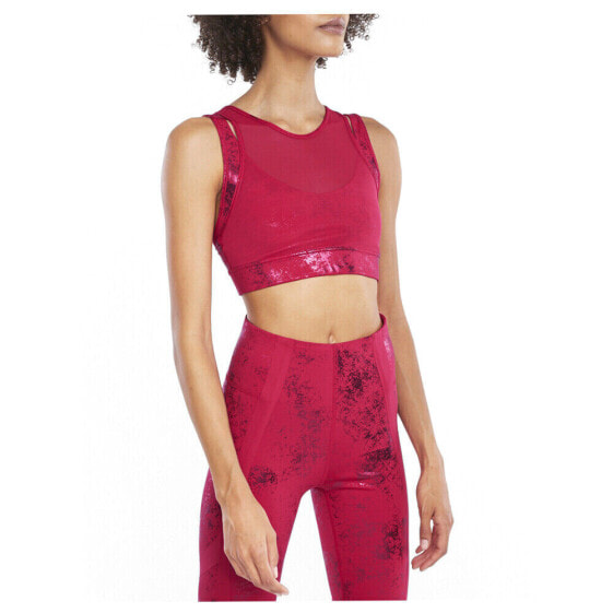 Puma Mid Impact Fashion Luxe Ellavate Sports Bra Womens Red Casual 52060433