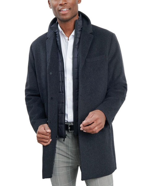 Men's Wool-Blend Overcoat & Attached Vest