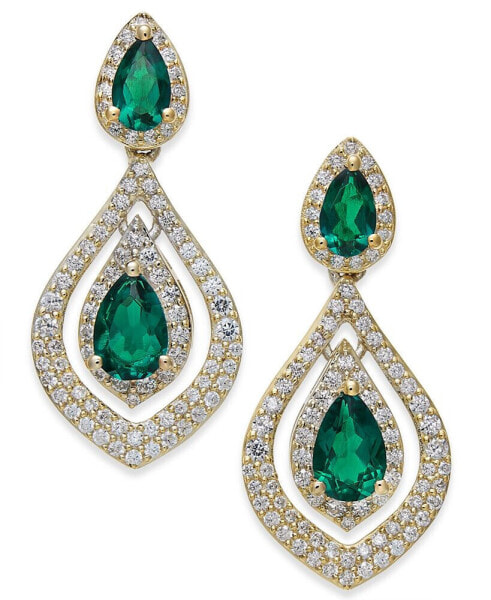 Ruby (1-1/2 ct. t.w.) & Diamond (3/4 ct. t.w.) Drop Earrings in 14k Gold (Also available in Emerald)