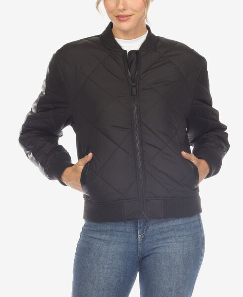 Women's Lightweight Diamond Quilted Puffer Bomber Jacket