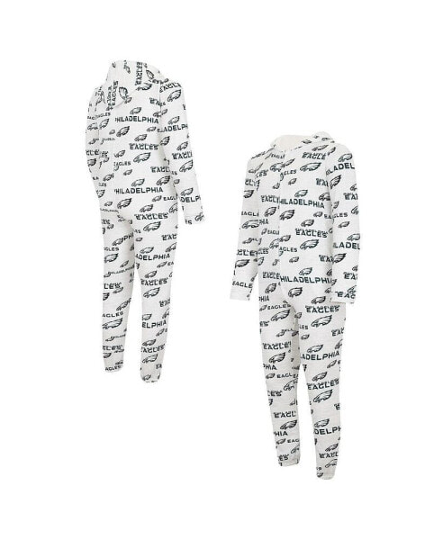 Пижама Concepts Sport для мужчин с принтом Philadelphia Eagles, белая, с капюшоном, на молнии