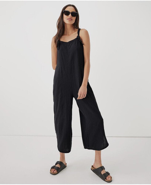 Women's Coastal Double Gauze Tie-Strap Jumpsuit