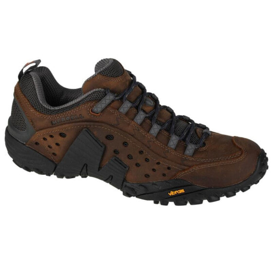 Мужские кроссовки спортивные треккинговые коричневые текстильные низкие демисезонные Terkking shoes Merrell Intercept M J598633