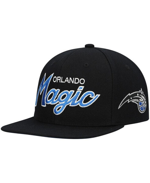 Men's Black Orlando Magic Hardwood Classics Script 2.0 Snapback Hat