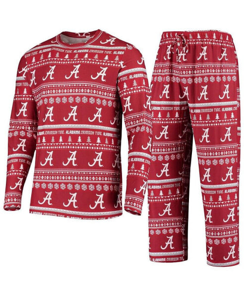 Men's Crimson Alabama Crimson Tide Ugly Sweater Knit Long Sleeve Top and Pant Set