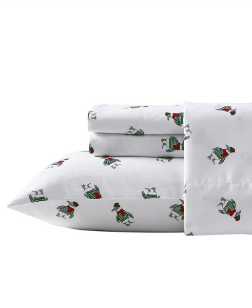 Printed Flannel 3-Pc. Sheet Set, Twin
