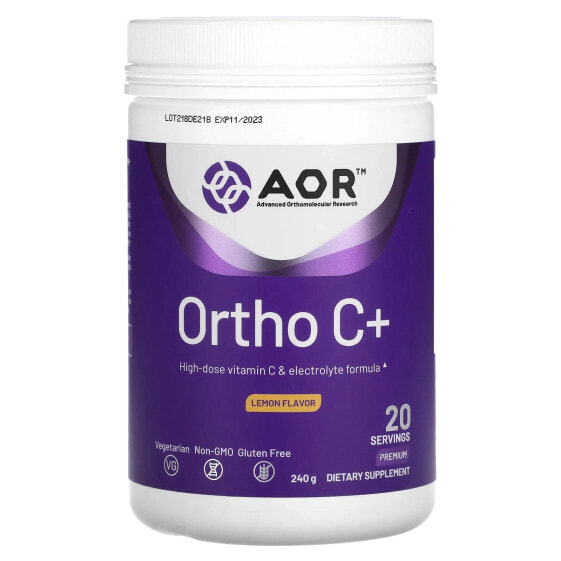 Витамин C лимонный Advanced Orthomolecular Research AOR, Ortho C+, 240 г (8,47 унции)
