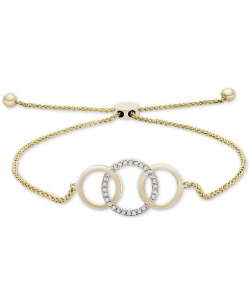 Diamond Triple Ring Bolo Bracelet (1/10 ct. t.w.) in 14k Gold, Created for Macy's