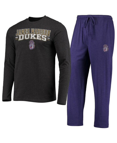 Men's Purple, Heathered Charcoal James Madison Dukes Meter Long Sleeve T-shirt and Pants Sleep Set