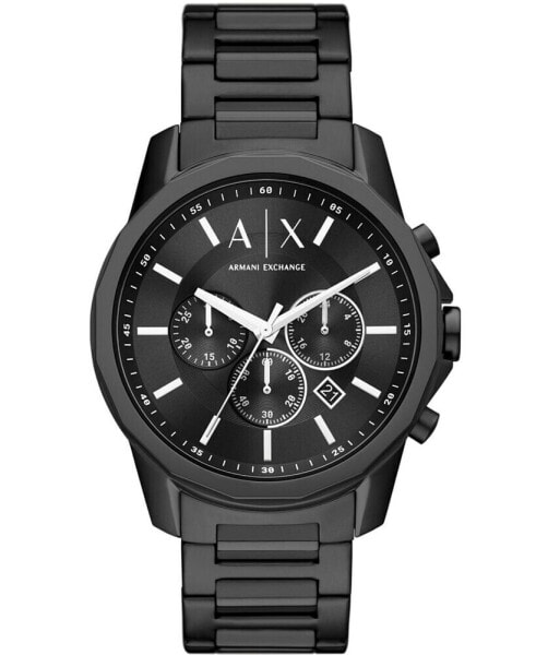 Men's Chronograph Black Stainless Steel Bracelet Watch 44mm