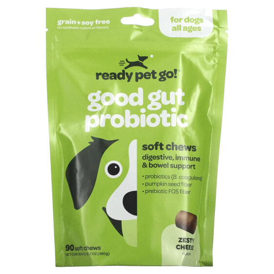 Пробиотик для собак всех возрастов Ready Pet Go! Good Gut, сыр "Zesty", 90 мягких лакомств, 360 г