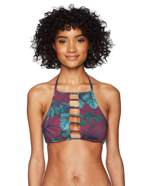 Bikini Lab Why Can't We Be Fronds High Neck Cropped Bikini Top Sz. M 149180