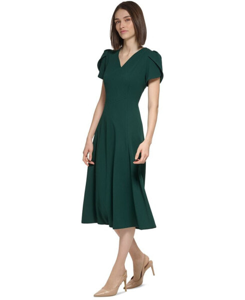 Women's Jewel-Neck Tulip-Sleeve Dress