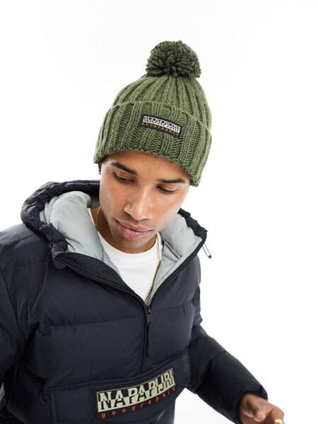 Napapijri Fea bobble beanie in khaki