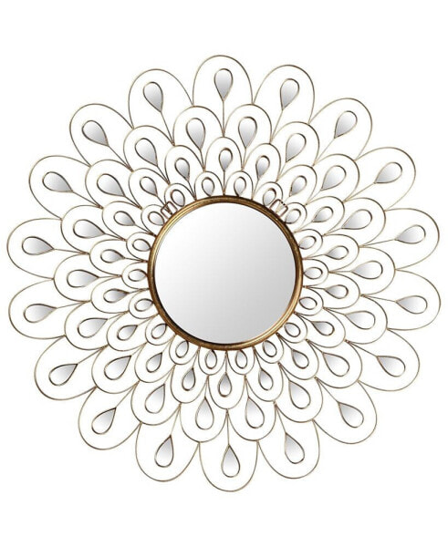 'Flower Burst' Bling Round Wall Mirror, 36" x 36"