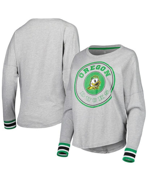 Women's Heathered Gray Oregon Ducks Andy Long Sleeve T-shirt