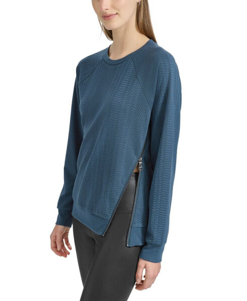 Women's Side-Zip Crewneck Pullover Top