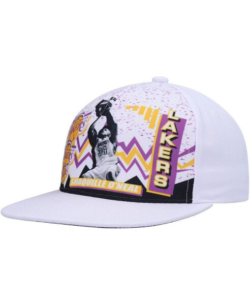 Men's Shaquille O'Neal White Los Angeles Lakers Hardwood Classics 90's Playa Deadstock Snapback Hat