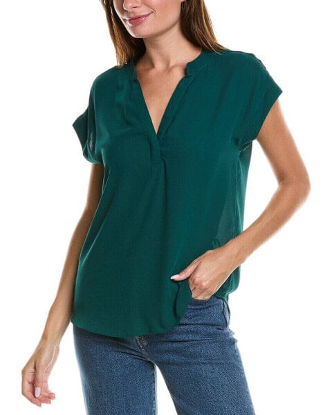 Vince Camuto V-Neck Front Placket Top Women's S