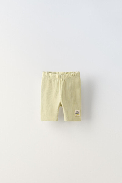 Ribbed cycling shorts with label