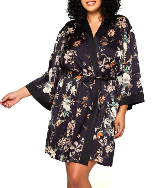 Пижама iCollection Geri Lux Floral Satin Robe