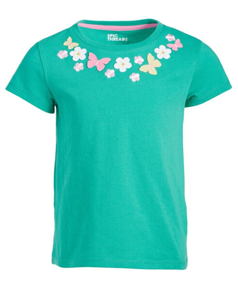Toddler & Little Girls Butterfly Flower Appliqués T-Shirt, Created for Macy's