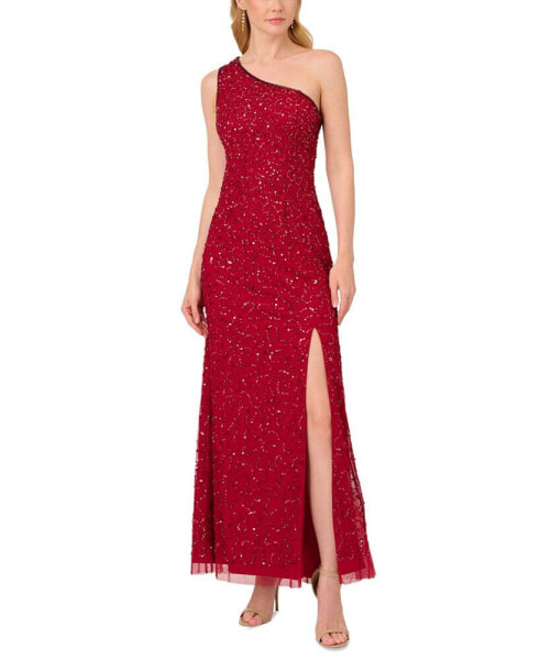 Women's Sequined One-Shoulder Gown
