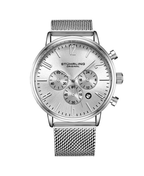 Men's Silver Tone Mesh Stainless Steel Bracelet Watch 48mm