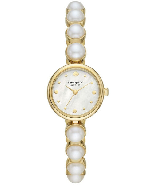 Monroe Gold-Tone Stainless Steel & Faux Pearl Bracelet Watch 24mm