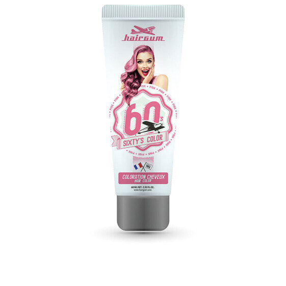 Hairgum Sixty's Color Pink Полуперманентная краска придающая блеск волосам, оттенок розовый  60 мл