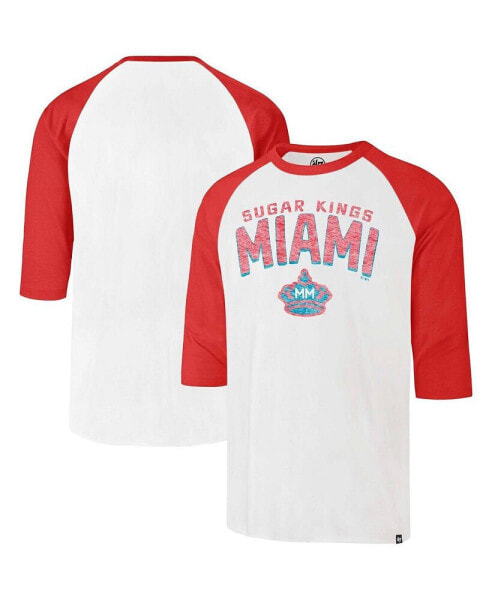 Men's Cream Distressed Miami Marlins City Connect Crescent Franklin Raglan Three-Quarter Sleeve T-shirt